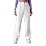 Women's Wide-Leg, high-Waist Pants Soft and Stretchy Fabric for a Loose, Comfy fit, Making Them Perfect for Casual and Everyday use [White,