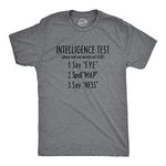 Mens Eye Map Ness IQ Test Funny Hilarious Sarcastic Humor Crazy Adult T Shirt, Dark Heather Grey, M