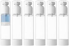 longway 3.4 Oz 100ml Clear Airless Cosmetic Cream Pump Bottle Travel Size Dispenser Refillable Containers for Foundation, Shampoo (Pack of 6)