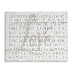 The Stupell Home Decor Collection Love Is Patient Grey on White Planked Look Oversized Stretched Canvas Wall Art, 24 x 1.5 x 30, Multicolor