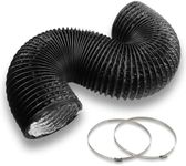 Cenipar 8 Inch 8 FT Flexible Duct Black Dryer Vent Hose Adjustable Air Aluminum Ducting Thick Layer Non-Insulated with 2 Clamps Used in Heating Cooling Ventilation and Exhaust