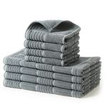 Glynniss Kitchen Towels and Dishcloths Set, Dish Towels and Dish Rags for Washing Dishes, for Cleaning Cooking Drying Pack of 8 (Grey)