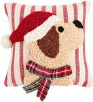 Mud Pie Christmas Dog Pillow, 8" x 8", Tartan Scarf