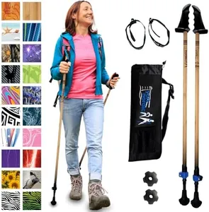 York Nordic Motivator Walking Poles for Balance and Rehab - Patented Stability Grips - Lightweight, Adjustable, and Collapsible - 2 Pieces Adjustable w/flip Locks - Heights 4'6" up to 6'2" - 230 lbs