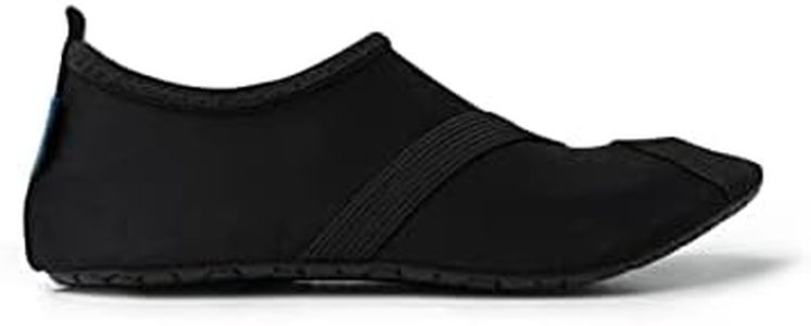 FITKICKS Original Women's Foldable Active Lifestyle Minimalist Footwear Barefoot Yoga Sporty Water Shoes, Black/Black, Large