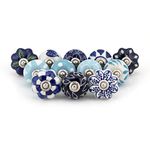 Craft Trade Cabinet Knobs Assorted Blue Door Knobs Multicolor Ceramic Pull Handle for Kitchen Cupboard Wardrobe Decorative Furniture Knobs for Bedroom - Pack of 12