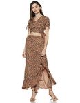 SERA Women's Polyster wrap Standard Length Dress (LA2559_Brown_L)