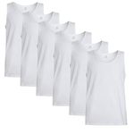 Sock Stack Pack of 6 Mens Vests Tops Lightweight Muscle Gym Summer Top Vest Sleeveless Undershirt, White XX Large