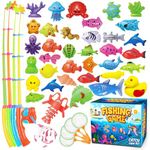 Goody King Magnetic Fishing Game Pool Toys for Kids - Bath Outdoor Indoor Carnival Party Water Table Fish Toys for Kids Age 3 4 5 6 Years Old 2 Players Gift