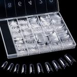 500 Pieces Clear False Nails French Fake Art Nail Tips Artificial Acrylic Nails with Box for Women Girls (10 Sizes)