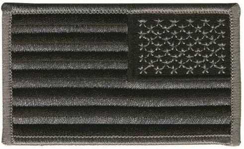 HEROS PRIDE0044 Embroidered Patch, U.S. Flag, Silver/Black
