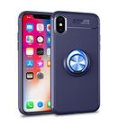 iCoverCase for iPhone X Case,[Invisible Matal Ring Bracket][Magnetic Support] Shockproof Anti-Scratch Ultra-Slim Protective Cover Case for iPhone X (Blue+Blue)