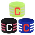 Dokpav Captain Armband, 3 Pcs Unisex Football Captains Armbands Classic C Standard Elasticated Armband Adjustable Captain's Bandage Captain Band for Soccer Football Hockey Rugby Netball (Style A)