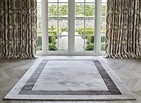 Zayan Rugs Hand Woven Luxury Premium Silk Carpet with 1 Inch Pile Height 10x14 Feet Siver Grey Color