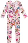 Posh Peanut Convertible Baby Sleepers - Footless Baby Pajamas with 2 Way Zipper for Easy Diaper Changes (Newborn/0-3 Months) Watercolor Butterfly