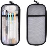 EASTHILL Canvas Pen Pencil Case With Zipper Clear Makeup Color Pouch Cosmetics Bag Multi-Purpose Travel School Teen Girls And Boys Transparent Stationary Bag Office Organizer Box For Adluts (Black)