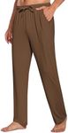 COOFANDY Mens Lightweight Sweatpants Relaxed Fit Yoga Pants Straight Leg Jogger Lounge Pants Brown