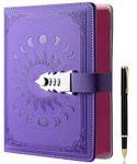 ZXHQ Lock Diary with Pen Set, A5 240 Pages Secret Lockable Journal, Personal Planner Organizer Notebook, Colorful Spray Edge, Size A5(8.5" × 5.9") Purple