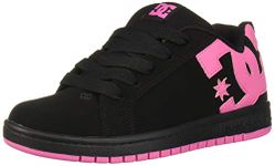 DC Unisex-Child Court Graffik Low Top Skate Shoe Sneaker, Black/Pink, 2 Little Kid