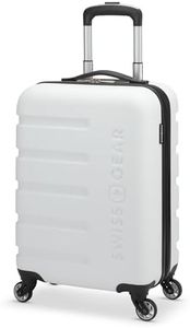 SwissGear Signature Hardside Small Carry-On Luggage — Lightweight Carry-On with a Built-In Cupholder and 4 Spinner Wheels — White, 19-inch
