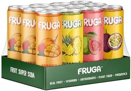 FRUGA Four Real Mix Sparkling Fruit Super Soda with Gut Health Benefits, Low Calorie, Low Sugar, Healthy Soda Variety Pack, 12oz Can (Pack of 12)