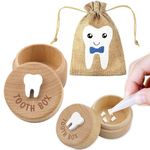 STSAIL Tooth Fairy Box 3D Carved Tooth Fairy Tooth Holder, Baby Tooth Box for Lost Tooth Wooden Tooth Keepsake Box, Tooth Holder for Kids Teeth With Tooth Fairy Bag Storage Toddler Tooth Box Gift