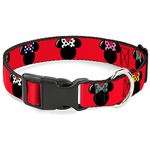 Buckle-Down Minnie Mouse Silhouette Red/Black/Polka Dot Plastic Clip Collar, Wide Small/13-18"