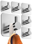 4smile Self Adhesive Hooks - Set of 6, Stainless Steel - Strong Sticky Hooks for Hanging Towels, Bathroom Towel Hooks, Tea Towel Hooks, Stick on Hooks