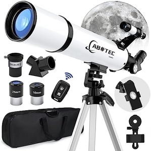 ABOTEC Telescope, 80mm Aperture Telescopes for Adults Astronomy & Kids & Beginners, Portable 500mm Refracting Telescope with an Adjustable Tripod, a Bag, a Phone Adapter & a Wireless Remote