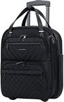 KROSER Carry On Underseat Multi-functional, 16-inch Underseater Lightweight Overnight Suitcase for Women, Black