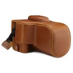 MegaGear MG1609 Ever Ready Leather Camera Case compatible with Canon EOS Rebel T7 (18-55mm), 2000D (18-55mm) - Light Brown