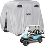 10L0L Golf Cart Cover for Universal 2-4 Passenger EZGO, Club Car and Yamaha, Waterproof Sunproof and Durable Golf Buggy Cover, Silver White