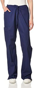 Dickies Women's Signature Mid Rise Drawstring Scrubs Cargo Pant, Navy, Large Petite