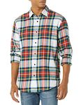 Amazon Essentials Men's Long-Sleeve Flannel Shirt (Available in Big & Tall), Red White Tartan Plaid, L