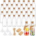 Dandat 50 Pcs 2 oz Mini Plastic Sand Art Bottles with Corks Small Plastic Potion Bottles Spell Jars Vial Tiny Bottles with Twine and Blank Tags for Wedding Birthday Party Gift DIY Crafts (2 oz)