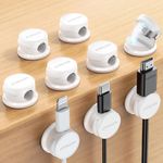 JOYROOM 9 Pack Cable Tidy Clips Cord Organiser Magnetic Cable Management Self Adhesive Wire Holder for Desk, Nightstand, Charging Cables, HDMI, USB, Audio Cable, Office, Home, White