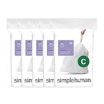 simplehuman Code C Custom Fit Drawstring Trash Bags, 10-12 Liter / 2.6-3.1 Gallon, White, 100 Count