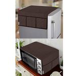 E-Retailer® Exclusive 3-Layered Polyester Combo Set of Appliances Cover (1 Pc. of Fridge Top Cover, 1 Pc. of Microwave Oven Top Cover) (Color-Brown, Design-Polka Dot, Set Contains-2-Pcs.)