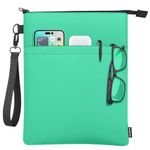 Book Sleeves with Zipper, Travel Book Protector Pouch for Paperbacks & Hardcover Books, Book Covers Bags Carry Case with Front Pocket and Handle Strap for Book Lovers, Washable (1 Pc, Light Green)