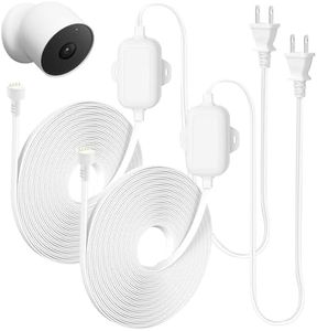 2Pack 30ft/9.1m Power Cord for Google Nest Cam Outdoor or Indoor, Battery - 2nd, Weatherproof 5V 2A Flat Charging Cable Power Connector for Nest Cam Continuously with One-Piece Molding Adapter