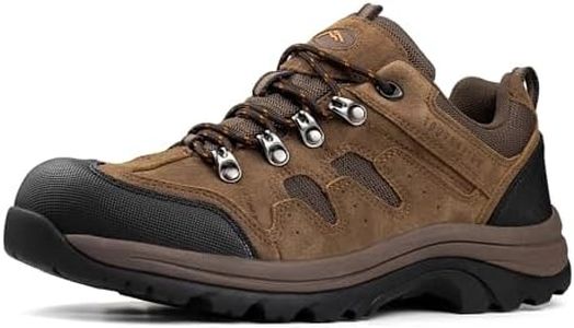 CC-Los Men's Hiking Shoes Waterproof | Suede Leather Lace-Free Lightweight Breathable Trekking Outdoor Work Shoe | Brown Size 10