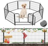 SPECILITE Garden Decorative Fence with Gate, 24in(H) X 32in(L) 8 Panels, Heavy Duty No Dig Fencing Animal Barrier, Dogs Rabbits Pets Blocker,Rustproof Metal Fences for Yard, Outdoor, Patio, Temporary