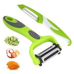 Razor-Sharp​ 4 in 1 Veggie Peelers for Kitchen Potato Peeler,2PCS I&Y Peeler for Peeling-Slicing-Shredding​-Julienning-​Excising​,Vegetable Peeler with Rotary Stainless Blade& Non-Slip Handle