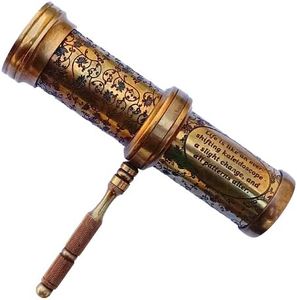 Antique Hand Carved Brass Twist Kaleidoscope for Adult and Kids || Vintage Look Kaleidoscope - Antique Finish with Brass Handle- by Art Gift Decor, 5.5 Inches x 1.7 Inches