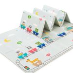 MiniExplorer Double-Sided Waterproof Baby Floor Mat | Extra Large 6.5 x 4.5 ft | 8mm Thick Foam Play Mat | BPA Free, Foldable, Reversible Crawling & Tummy Time Mat for Babies & Kids - Sea & Giraffe