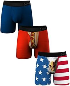 Shinesty Hammock Support Mens Boxer Briefs with Pouch | Mens Underwear Flyless | US Small 3 Pack Solids