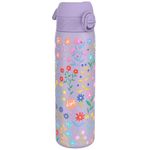 ION8 Vacuum Insulated Steel Water Bottle, 500 ml/18 oz, Leak Proof, Easy to Open, Secure Lock, Dishwasher Safe, Fits Cup Holders, Carry Handle, Scratch Resistant, Metal Water Bottle, Floral Design