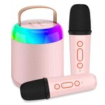 Tipao Karaoke Machine for Kids with 2 Microphones, Portable Kids Karaoke Machines for Girls with LED Party Lights,Girls Toys Birthday Gifts for Kids Age 14-18(Pink 2 Mic)