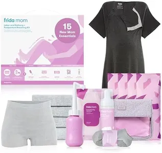 Frida Mom 15pc Labor & Postpartum Kit Gift Set for Baby Showers & Mom to Be, Includes Peri Bottle, Nursing Gown, Disposable Underwear, Ice Maxi Pads, Pad Liners, Perineal Foam, Socks & Toiletry Bag