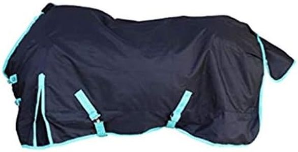 Tech Equestrian 1200 Denier Horse RAIN Sheet (Waterproof/Breathable & Wind Proof Turnout Sheet) Horse Breathable RAINSHEET (Black-Turquoise, 78)